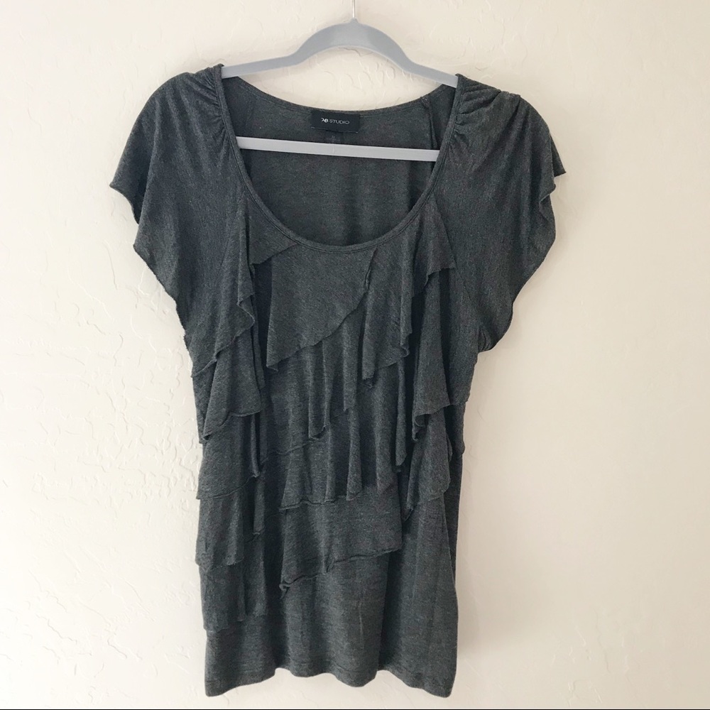 AB Studio Grey top with ruffles